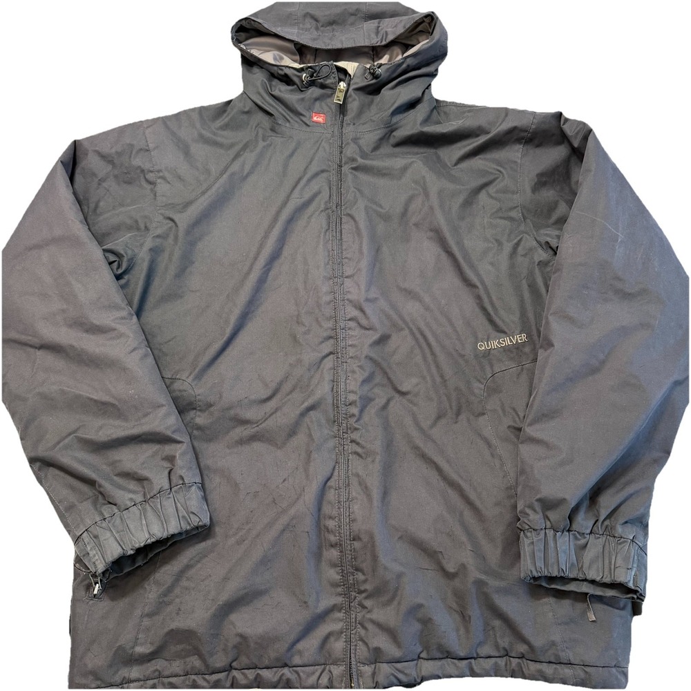 Quiksilver 5000 Snowboard Ski Jacket Mens Large Black Hooded Zip Coat Y2K - Picture 1 of 13